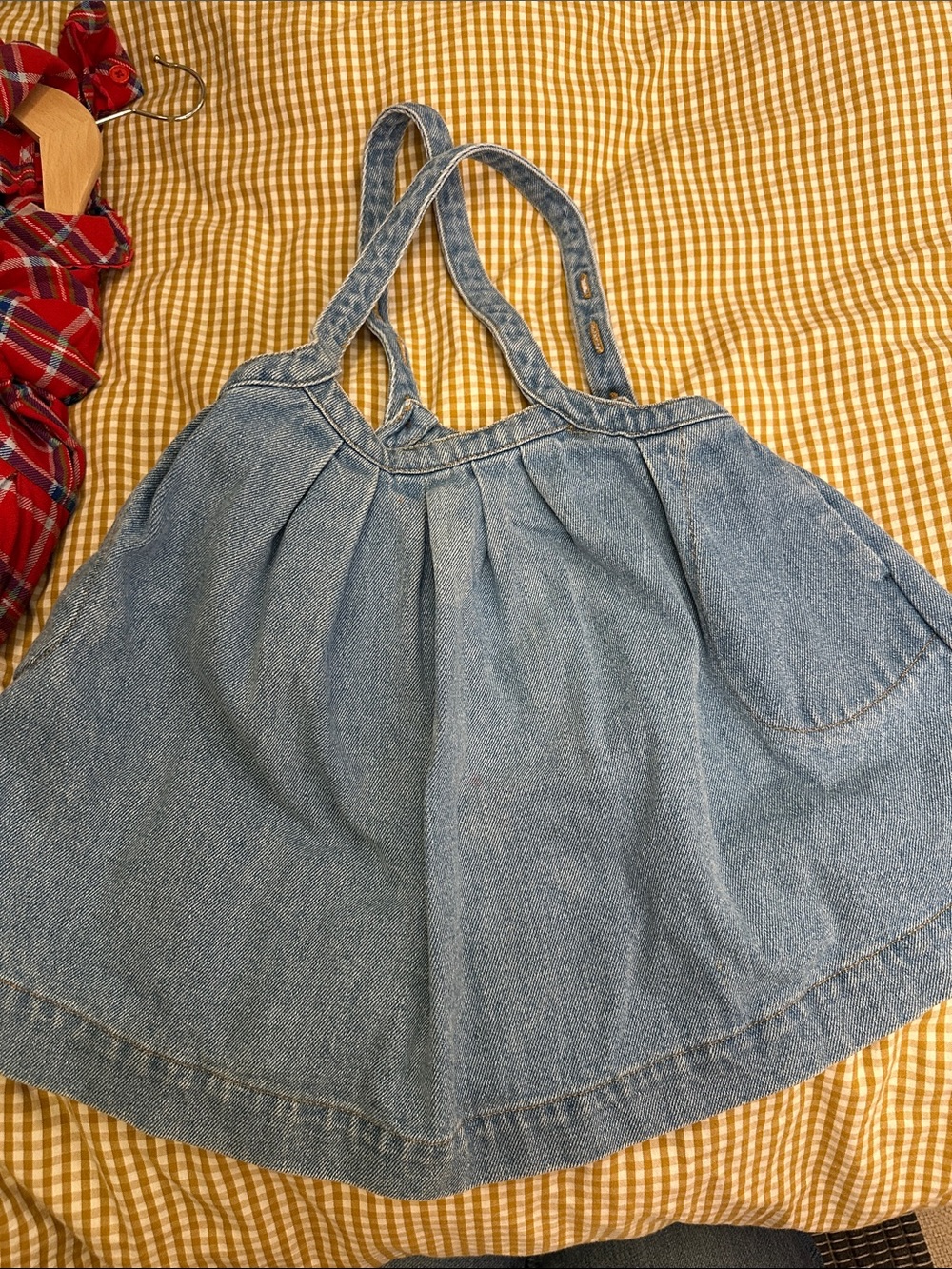 Denim Pinafore Dress - Light Blue